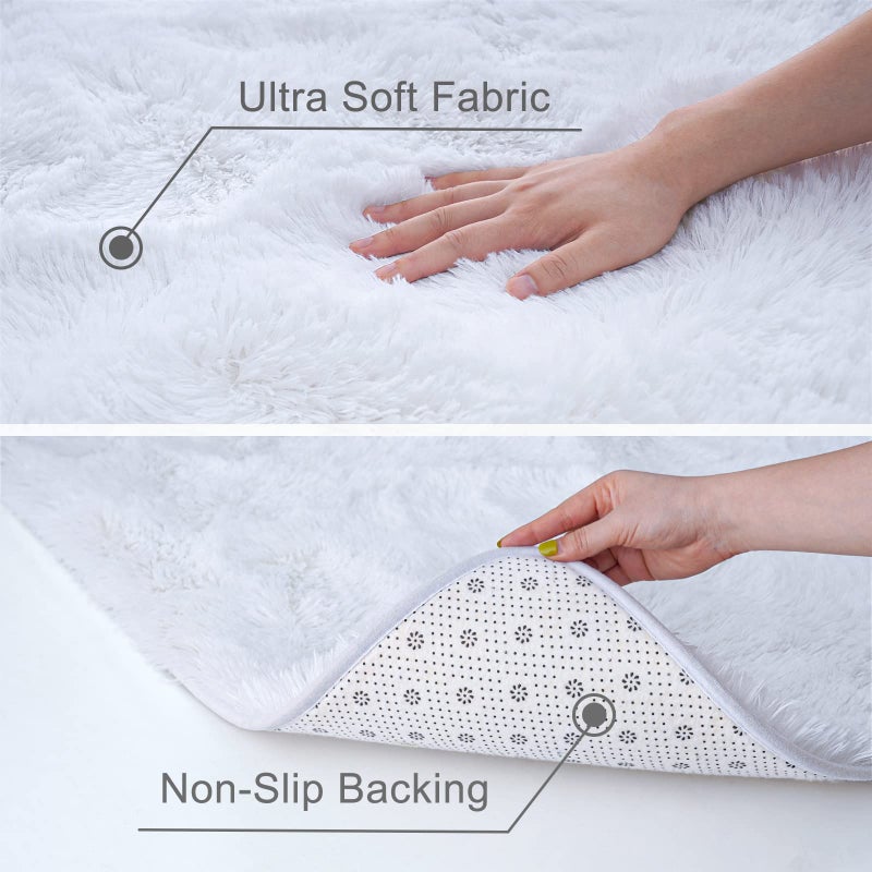 ST. BRIDGE Ultra Soft White Rugs for Bedroom 4x6 Feet, Fluffy Shag Area Rugs for Living Room, Large Comfy Furry Rug for Girls Kids Baby Room Decor, Non Slip Nursery Rug Modern Indoor Fuzzy Floor Carpet - Image 4